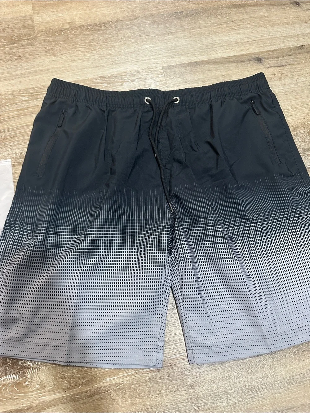 Men's Black to Gray Ombre Swim Trunks